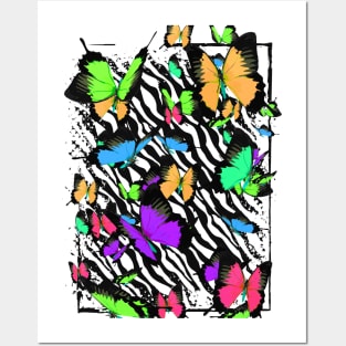 Colorful Papillon - Cute Butterfly - Zebra Pattern - Puzzle Posters and Art